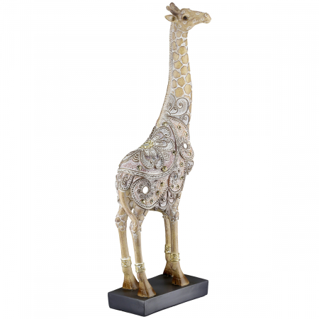 Figurină, Girafă, Motiv oglindă, oriental, Rășină sintetică, maro, PU 2, L. 6 cm, L. 13 cm, H 36 cm [2]