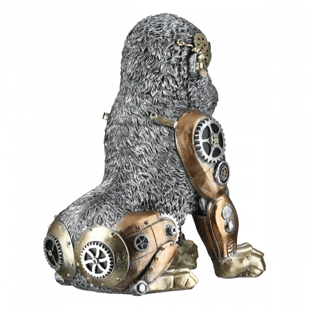Figurină, Gorilă, Motiv roți dințate, Rășină sintetică, argintie, PU 1, L. 24 cm, L. 18 cm, H 31 cm [2]