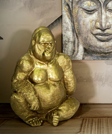 SALE % - Figurina Gorilla, Rasina, Auriu, 82x64x53 cm