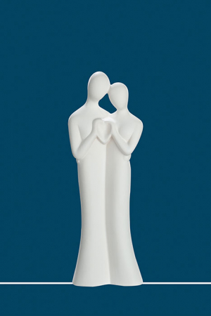 Dragobete - Figurina Greetings, ceramica, alb, 9x27x6 cm