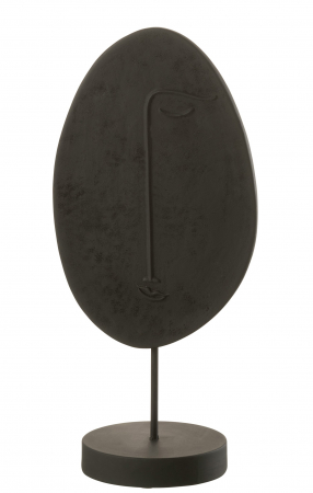 SALE % - Figurina Head Flat On Stand, Rasina, Negru, 21x15x46 cm