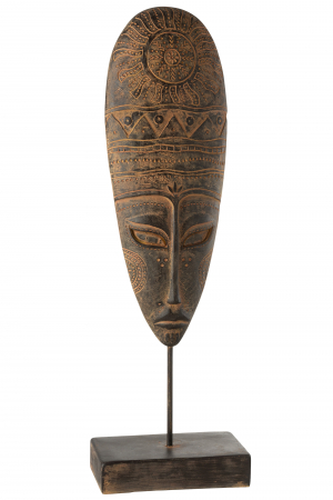 Tribal - Figurina Head Long Ethnic, Plastic/Fibre sintetice, Maro, 27.5x16x86 cm