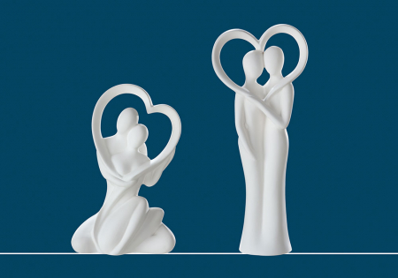Dragobete - Figurina Heart, ceramica, alb, 16x26x11 cm