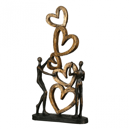 Dragobete - Figurina Hearts, rasina, auriu/argintiu, 41x21x6.5 cm