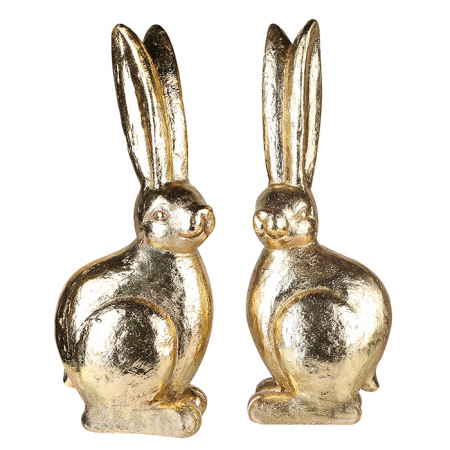 Set figurine Rabbit, compozit, auriu, 17x23x62 cm [2]