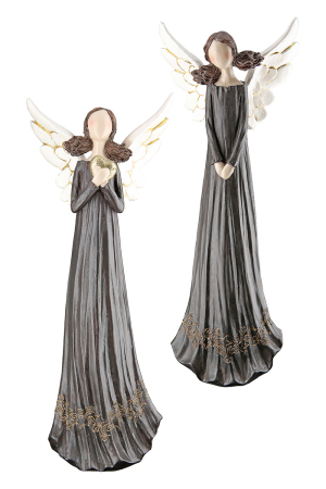 SALE % - Figurina, ingeri, „Elodi”, Rasina sintetica, maro, PU 2, 2 asortate, L. 9 cm, L. 15 cm, H 37 cm