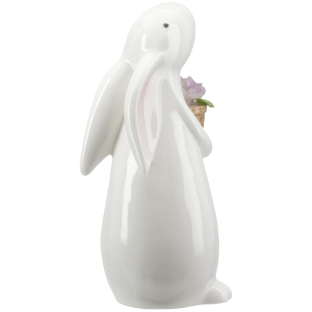Figurina, (LED), Bunny, "Presa", Motiv floare, Portelan, Alb, L. 8.5 cm, W. 8 cm, H. 17 cm [3]