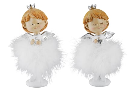 SALE % - Figurina, ingeri, "Mila", Motiv stea, Poly, alb, PU 6, 2 asortate, L. 7 cm, L. 7,5 cm, H 16 cm