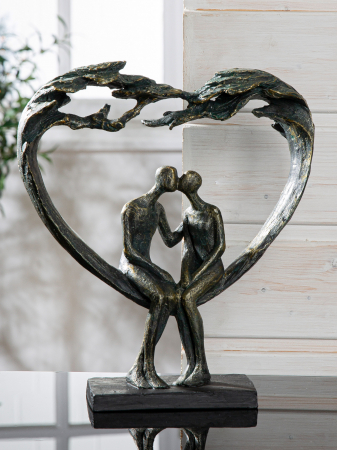 SALE % - Figurina Kiss under Tree, compozit, negru, 26.5x30x8.5 cm