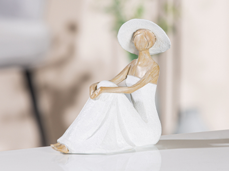 Figurina lady elegant, compozit, alb, 16.5x17x8 cm SALE % - Figurina lady elegant, compozit, alb, 16.5x17x8 cm
