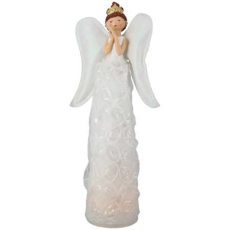 Figurina (LED), ingeri, „Eleni”, Rasina, alb, PU 2, L. 12 cm, L. 21 cm, H 46 cm [3]