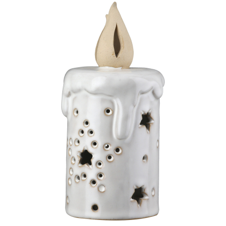 Figurina (LED), Lumanare, „Nanto”, Motiv stea, Portelan, gri, PU 4, H 15 cm, A. 7 cm [2]