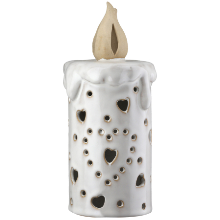 Figurina (LED), Lumanare, „Nanto”, Motiv stea, Portelan, gri, PU 4, H 19,5 cm, A. 9 cm [3]