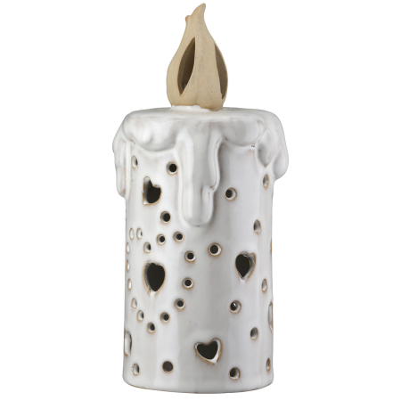 Figurina (LED), Lumanare, „Nanto”, Motiv stea, Portelan, gri, PU 4, H 19,5 cm, A. 9 cm [2]