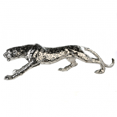 SALE % - Figurina leopard, rasina, argintiu, 80x20 cm