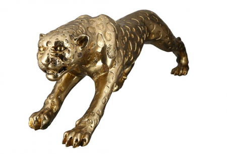 SALE % - Figurina leopard, rasina, auriu, 80x20 cm