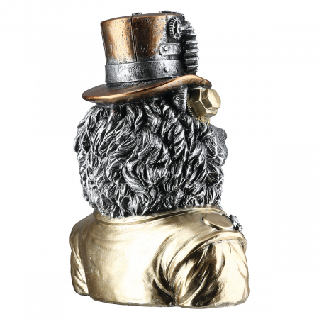 Figurină, Leu, Motiv roată dințată, Rășină sintetică, argintie, PU 2, L. 12 cm, L. 16 cm, H 21 cm [2]