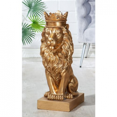 SALE % - Figurina Lion, Compozit, Auriu, 25x70x37 cm