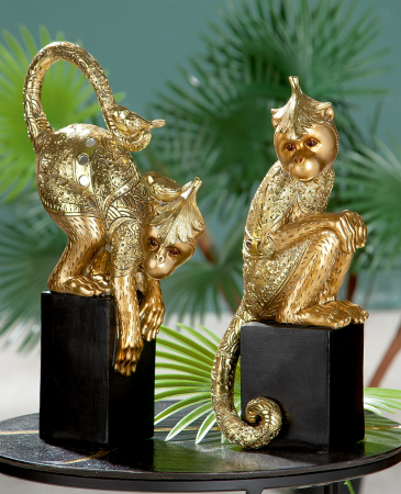 SALE % - Figurina Little Monkey, Rasina, Auriu, 9x11.5x30 cm