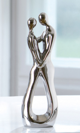 Dragobete - Figurina Look of Love, ceramica, argintiu, 30 cm