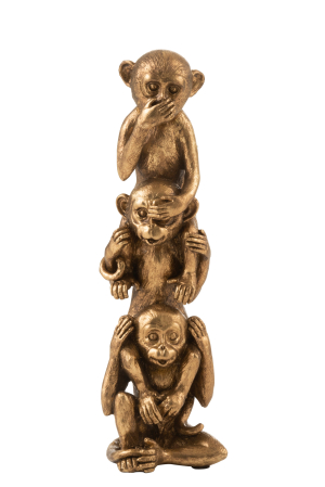 IN STOC - Figurina maimuta, Compozit, Auriu, 10x10x32.5 cm