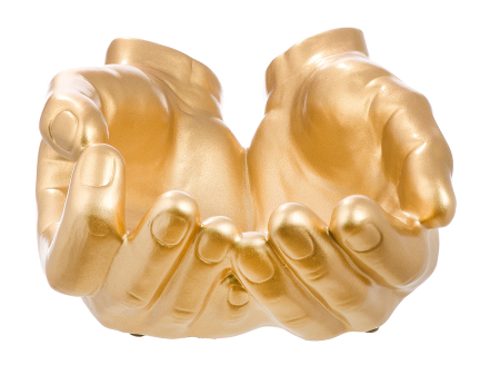 IN STOC - Figurina maini, ceramica, auriu, 27x13x23 cm