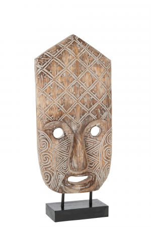 Tribal - Figurina Mask Primitive On Foot, Lemn, Natural, 24.5x12.5x58.5 cm