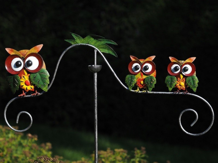 Decoratiuni terasa si gradina - Figurina din metal, 3 bufnite, 5 x 65 x 135 cm