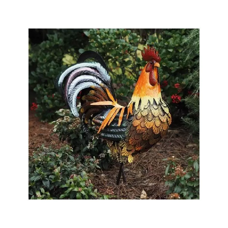 Decoratiuni terasa si gradina - Figurina metal Rooster, 80x32x62 cm