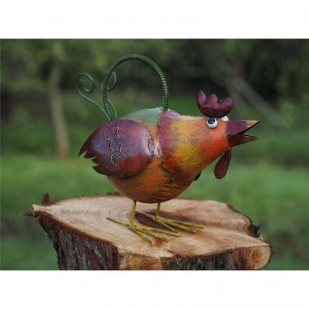 Decoratiuni terasa si gradina - Figurina metal Watering can chicken, 28x19x35 cm
