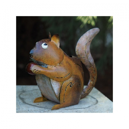 Decoratiuni terasa si gradina - Figurina metal Watering can squirrel, 28x13x33 cm