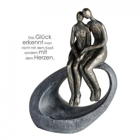 Dragobete - Figurina moment, rasina, gri/bronz, 9x19x27 cm