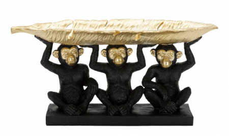 Figurina Monkey, Rasina, Negru/Auriu, 20x43x15.7 cm [1]