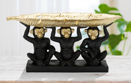 Figurina Monkey, Rasina, Negru/Auriu, 20x43x15.7 cm [6]