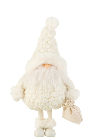 SALE % - Figurină, Mos Crăciun, textil Alb L