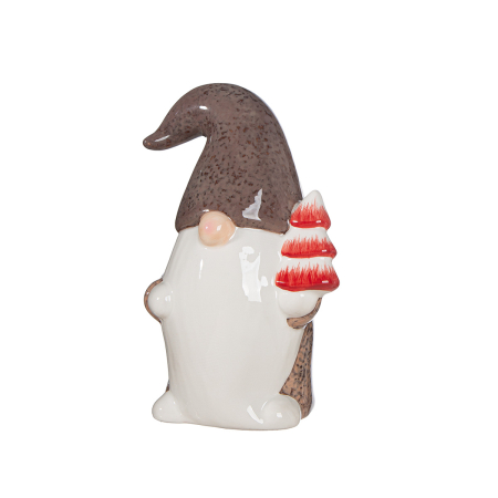Figurina, Mos Craciun, „Verdo”, motiv brad de Craciun, ceramica, maro, verde, PU 4, 2 asortate, L. 8 cm, l. 12 cm, H 18 cm [2]