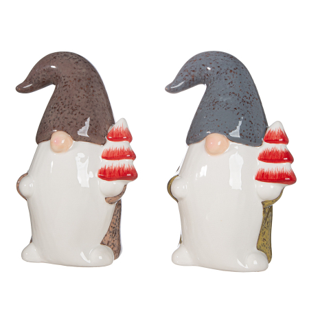 Figurina, Mos Craciun, „Verdo”, motiv brad de Craciun, ceramica, maro, verde, PU 4, 2 asortate, L. 8 cm, l. 12 cm, H 18 cm [3]