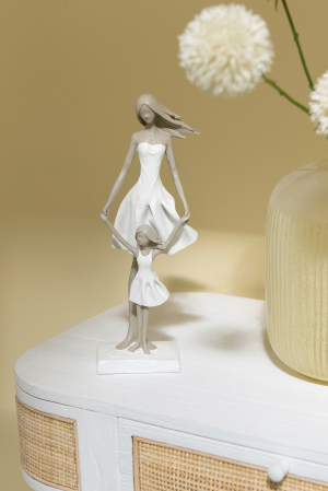 SALE % - Figurina Mother And Daughter S, Rasina, Alb/Bej, 12x7.5x32.5 cm
