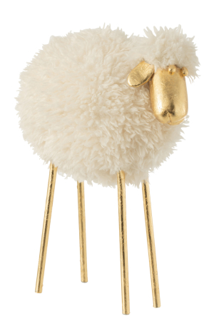SALE % - Figurină, Oaie, Alb/auriu L