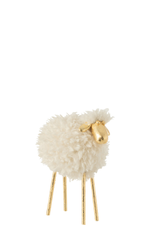 Decoratiuni - Figurina, Oaie, Alb/auriu S -
