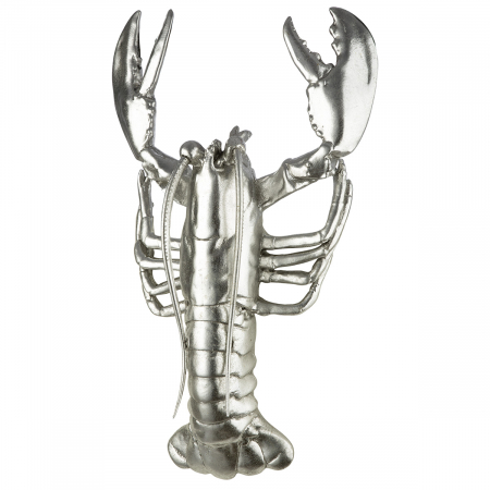 SALE % - Figurină, Obiect de perete, Homar, Rășină sintetică, argintie, PU 1, L. 9 cm, L. 25 cm, H 42 cm
