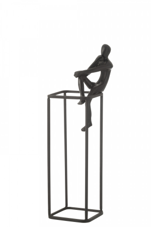 SALE % - Figurina On Cube, Aluminiu, Negru, 10x10x36 cm