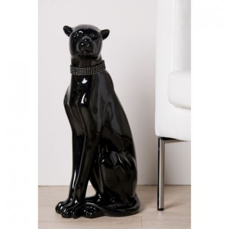 FIGURINE - Figurina panther, rasina, negru, 23x60 cm
