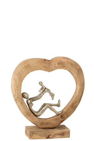SALE % - Figurina Parent With Child, Lemn, Natural, 28x9x30 cm