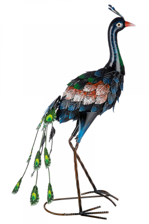 SALE % - Figurina Peacock, Metal, Multicolor, 24x57x16 cm