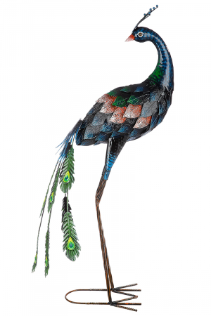 SALE % - Figurina Peacock, Metal, Multicolor, 33x80x29 cm