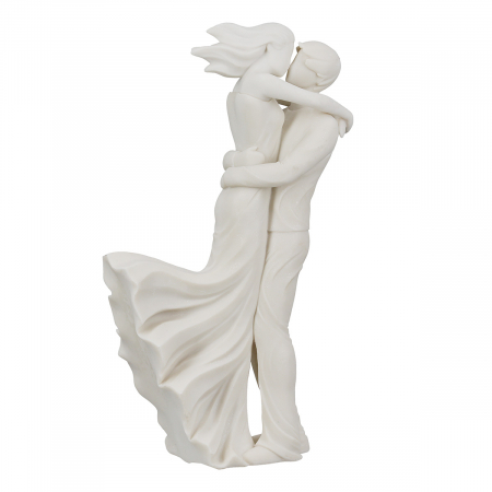 Figurină, Pereche, Cuplu în vânt, Polirășină, albă, PU 1, L. 10 cm, L. 14 cm, H. 30,5 cm [1]