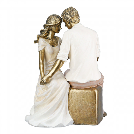 Figurină, Pereche, Îmbrățișare, Poly, crem, auriu, PU 2, L. 11 cm, L. 12,5 cm, H. 18 cm [1]