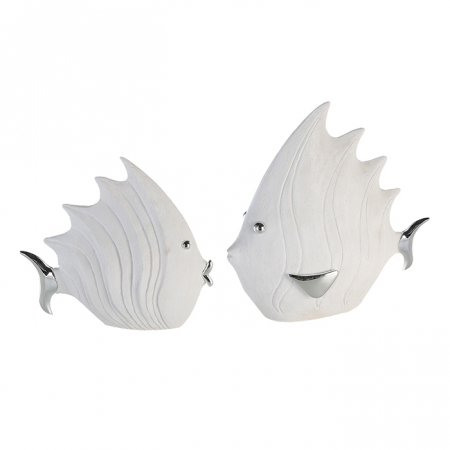 Accesorii - Figurina peste Fish, rasina, alb/argintiu, 36x33 cm