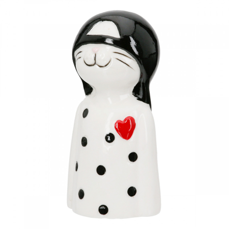Figurină, Pisică, Cappy, Porțelan, alb, PU 12, 2 buc. asortate, L. 3 cm, L. 4 cm, H. 7,5 cm [1]